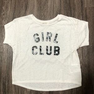 H&M Kids "GIRL CLUB" Graphic Crop Top - White, US 10-12Y